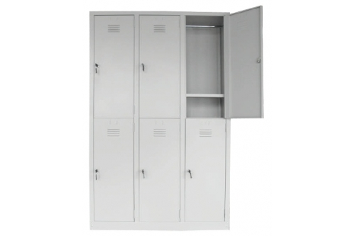 6 Compartments Steel Locker with Cloth Hanging