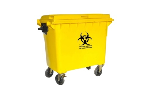 Biohazard Mobile Garbage Bin 4- Wheel -660liters