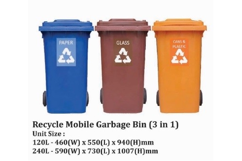 Recycle Mobile Garbage Bin (3 in 1)